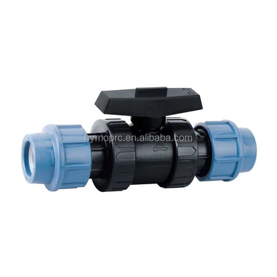 32mm ブルー カラー PP 圧縮フィッティングと灌輸用バルブ 白灰色