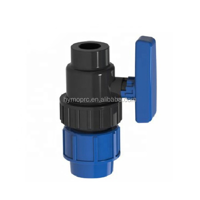 32mm ブルー カラー PP 圧縮フィッティングと灌輸用バルブ 白灰色