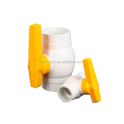 鋳造加工サービス ASTM/DIN 標準 1/2 インチ PVC ボールバルブ 黄色いハンドル