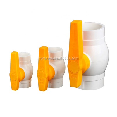 鋳造加工サービス ASTM/DIN 標準 1/2 インチ PVC ボールバルブ 黄色いハンドル