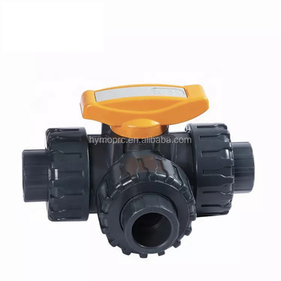 管工 製造 プラスチック 2 インチ 3 方向 PVC ボール バルブ ソケット端圧 1.0MPA