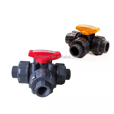 管工 製造 プラスチック 2 インチ 3 方向 PVC ボール バルブ ソケット端圧 1.0MPA