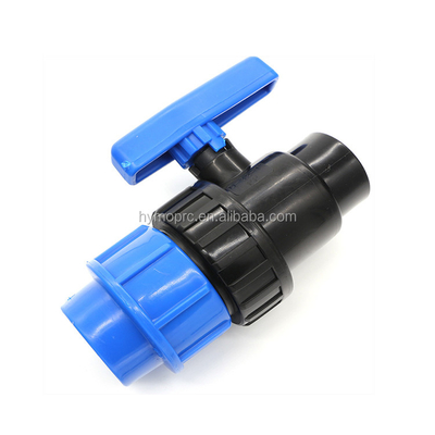 32mm ブルー カラー PP 圧縮フィッティングと灌輸用バルブ 白灰色