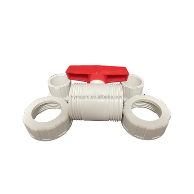 1/2&quot;-8&quot; PVC True Union Ball Valve ロングハンドル ホワイト色 ソケット/スレッド接続