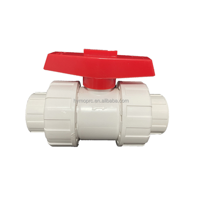 1/2&quot;-8&quot; PVC True Union Ball Valve ロングハンドル ホワイト色 ソケット/スレッド接続
